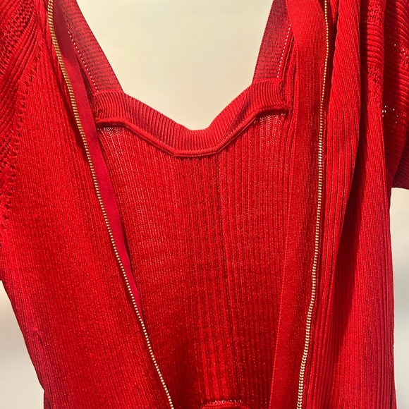 Balmain Red Ribbed Dress - Picture 5 of 12
